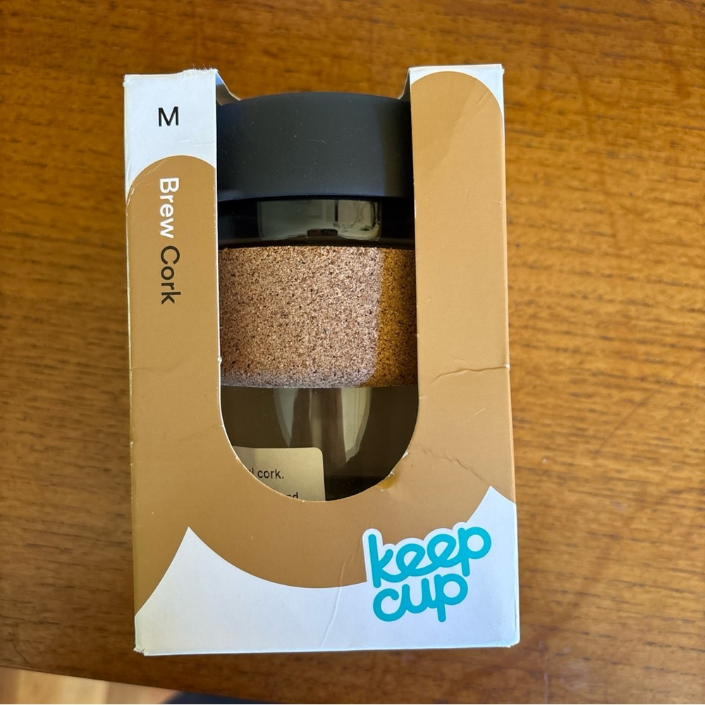 Brand new glass and cork Keep Cup size M 12oz